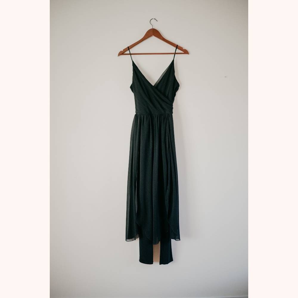 Black Body suit with Chiffon Overlay